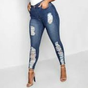 Ripped Cut Off Stretch Skinny Jean